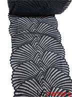 Dantela elastica, neagra, model evantai, latime 21cm