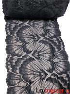 Dantela elastica, neagra, model floral, latime 27cm