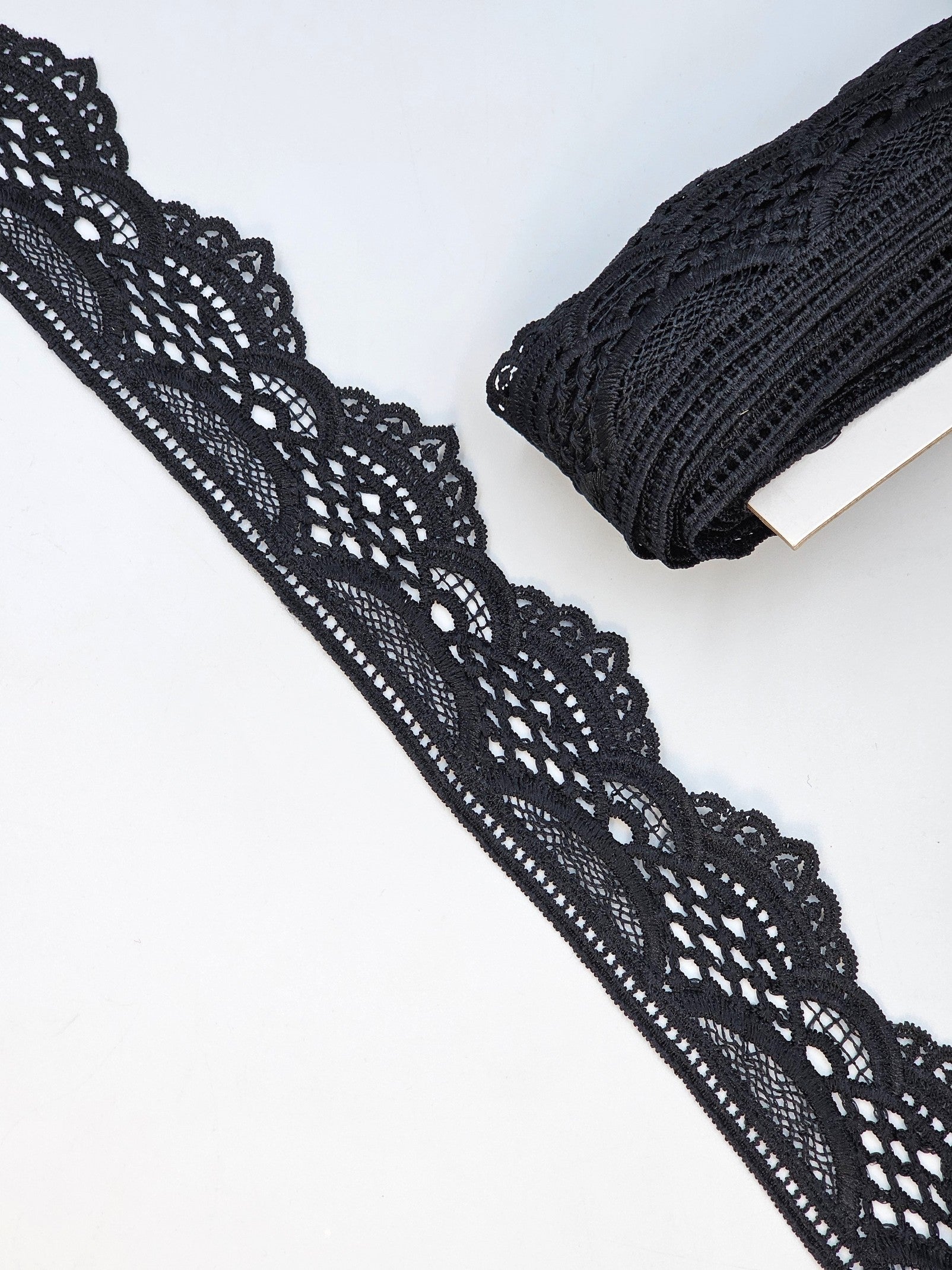 Dantela Fixa cu bordura, 100% poliester 4,5cm, neagra