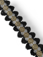 Pasmanterie auriu cu negru,  6cm