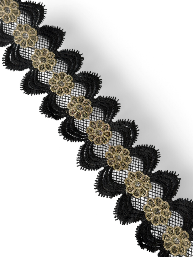 Pasmanterie auriu cu negru,  6cm