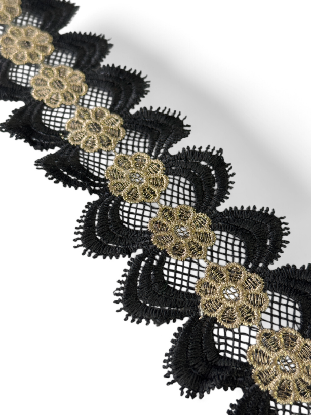Pasmanterie auriu cu negru,  6cm