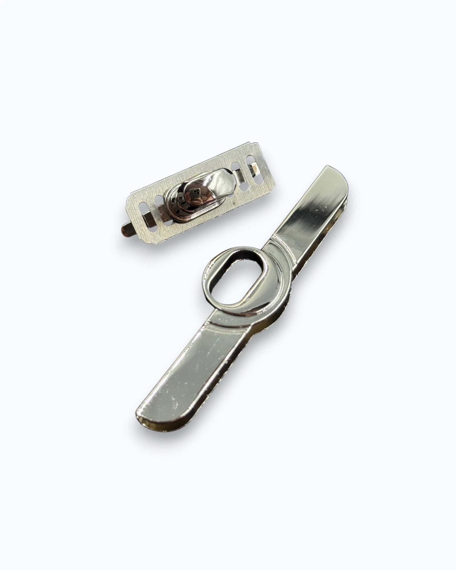 Inchizatoare metalica cu sistem rotativ pentru genti Argintie