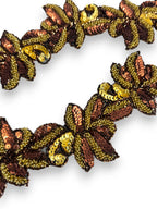 Pasmanterie maro si aurie model floral 6cm