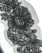 Pasmanterie cu flori 3d margele cusute 10cm Neagra