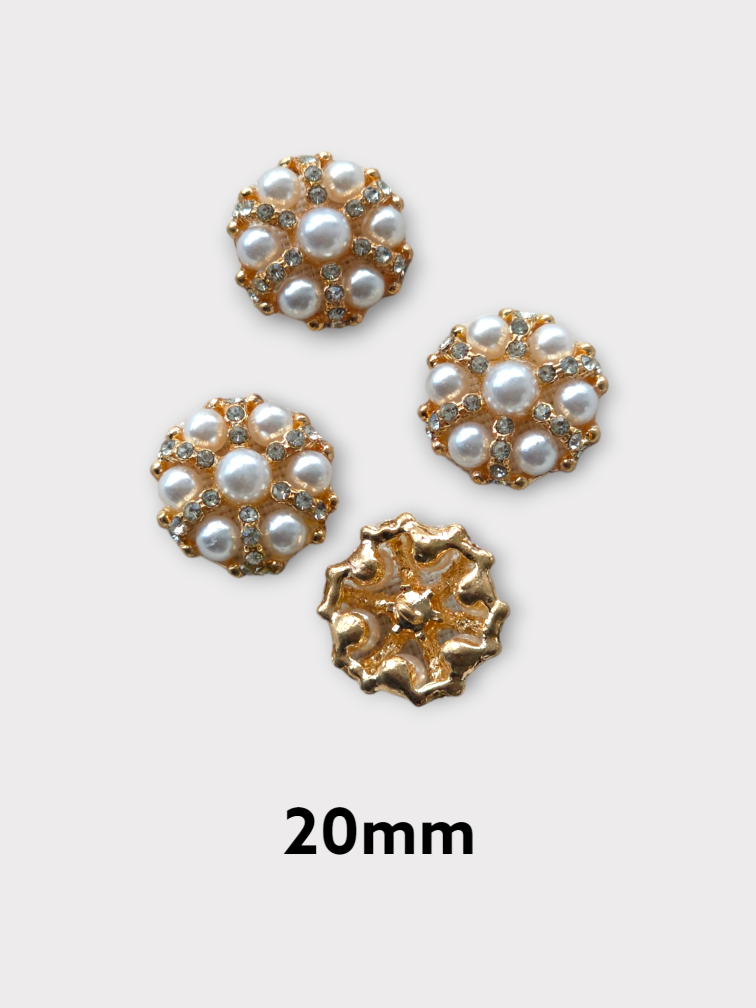 Nasturi ocazie model floral cu perle, prindere cu picior, 20mm