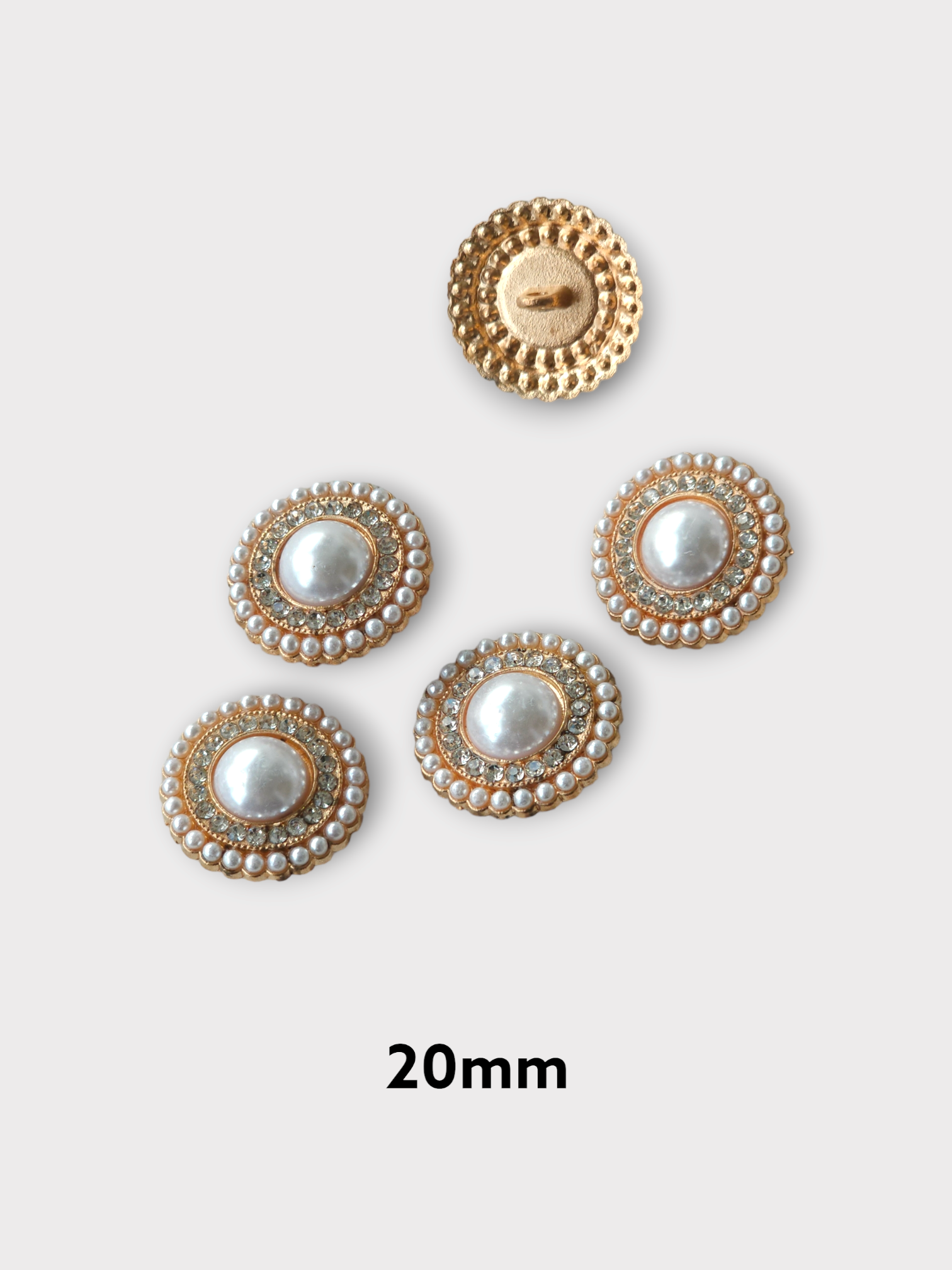 Nasturi ocazie model rotund cu perle mici, prindere cu picior, 20mm