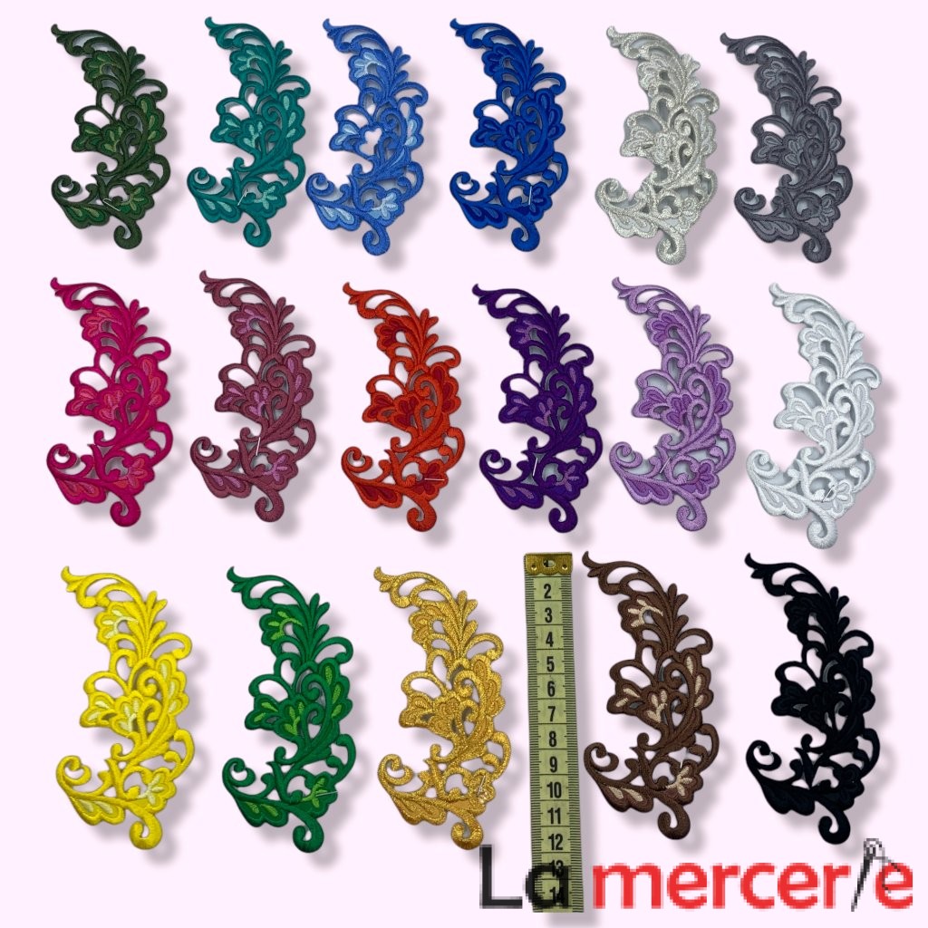 Embleme termo-adezive, model floral, lungime 12cm, diferite culori