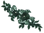 Aplicatie, model floral, 35x15cm, verde inchis