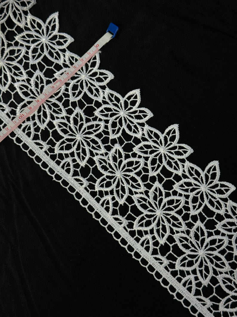 Dantela fixa 12cm, alba, model floral