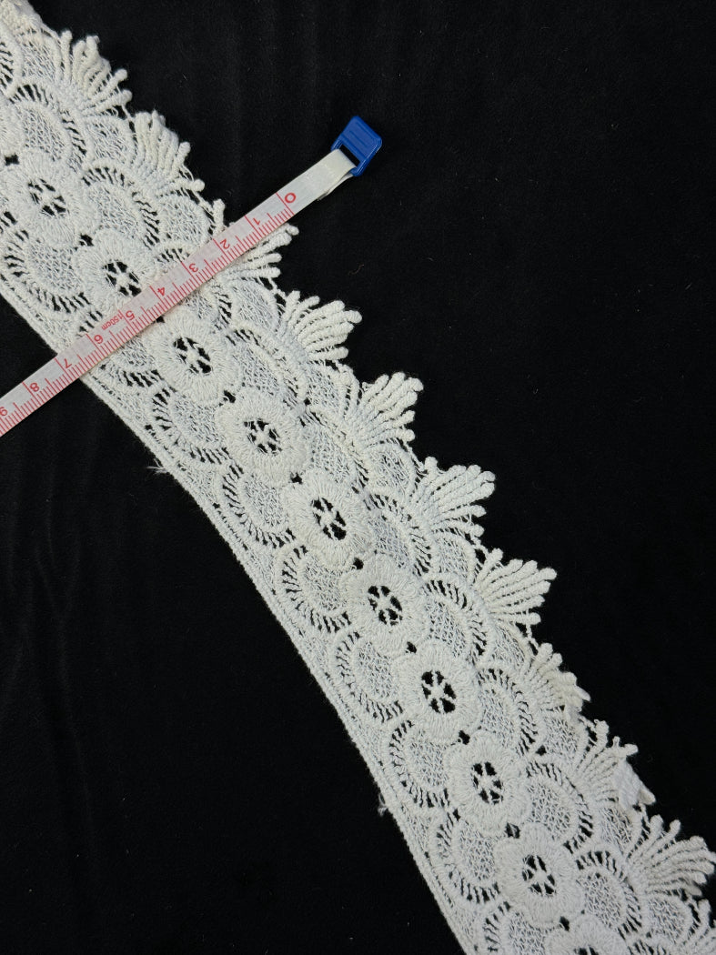 Dantela fixa 8cm, alba, model floral
