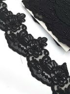 Pasmanterie neagra cu paiete cusute 10cm