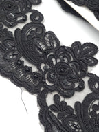 Pasmanterie neagra cu paiete cusute 10cm