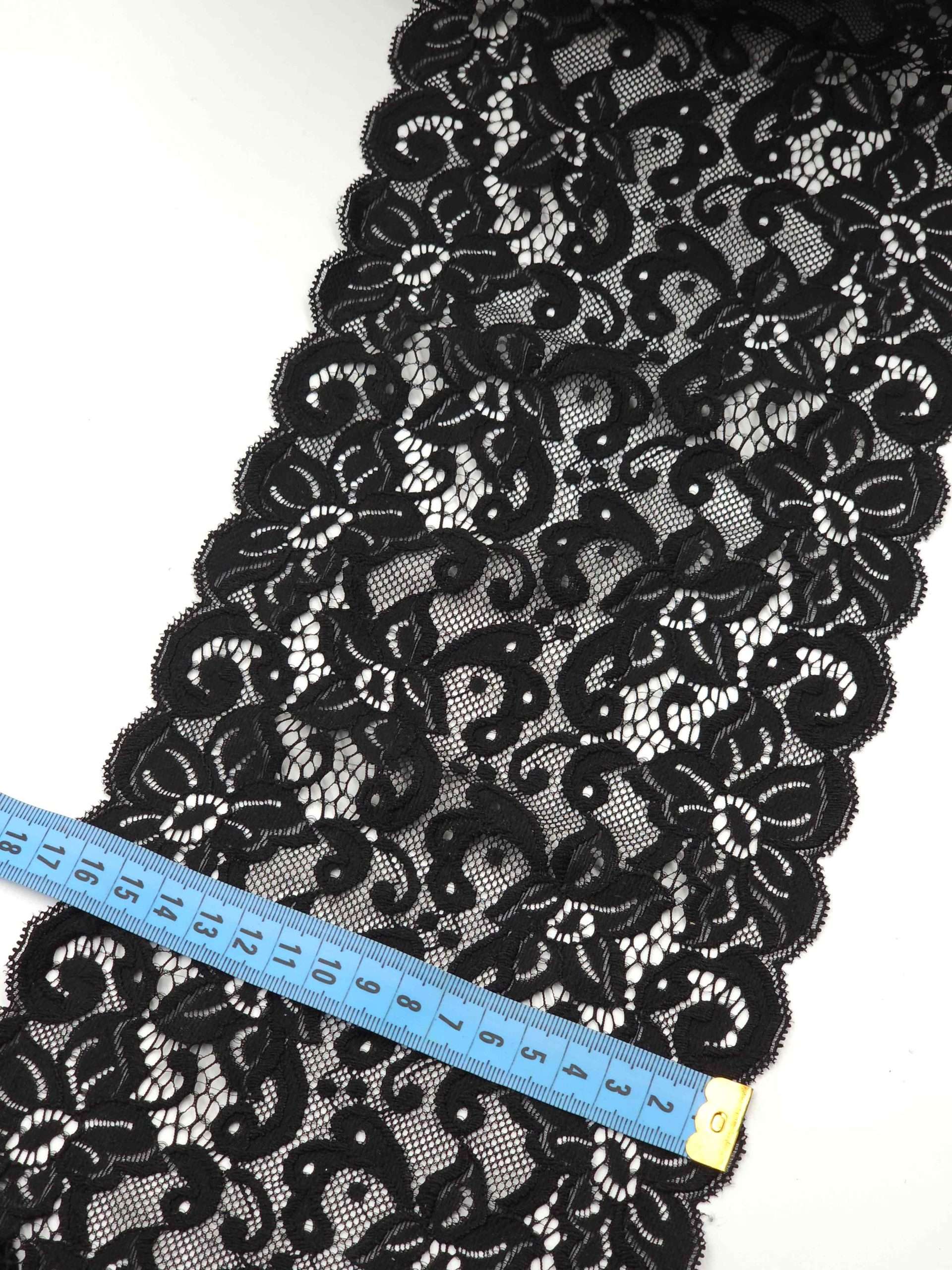 Dantela elastica, neagra, 16cm