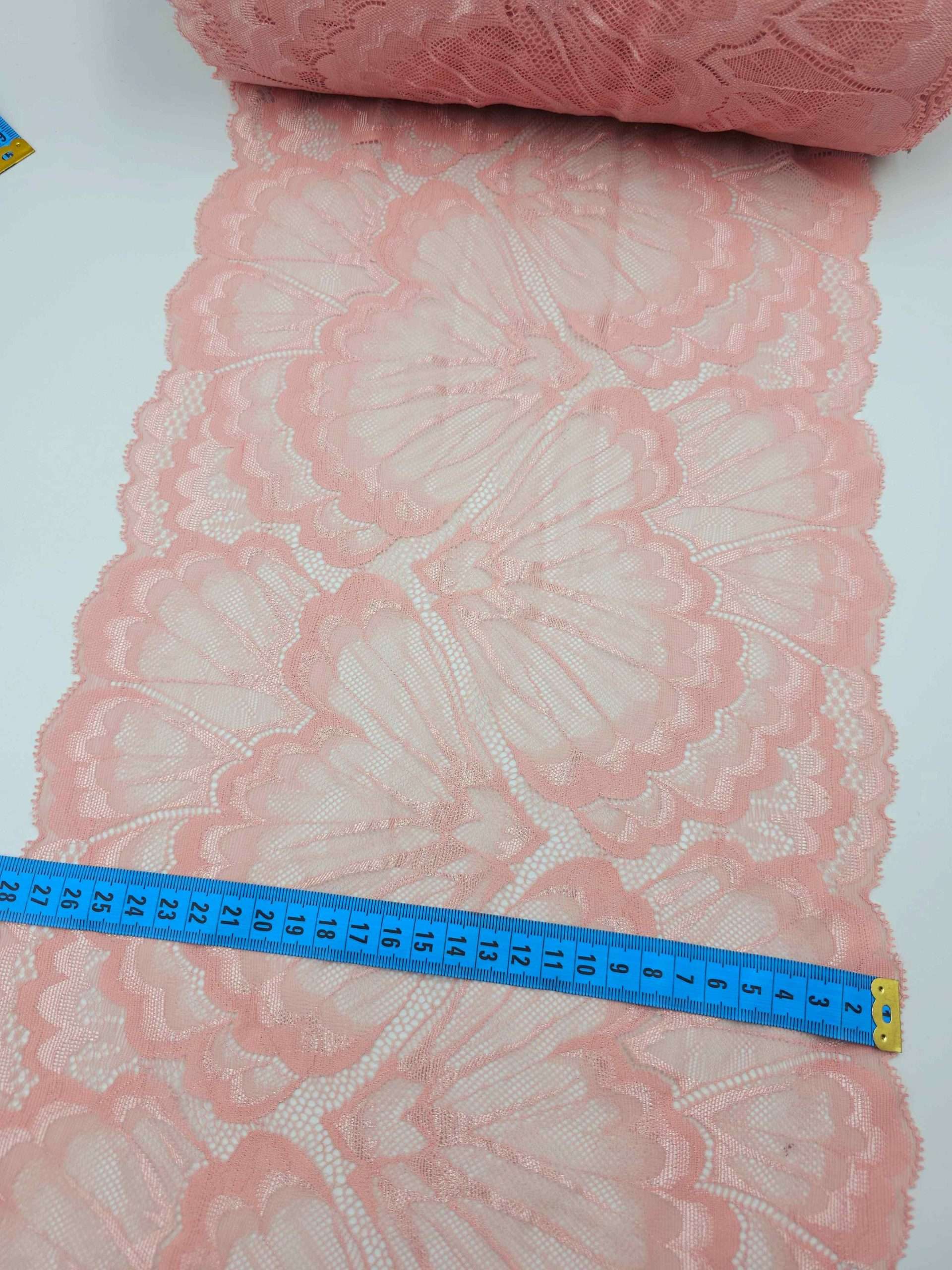 Dantela elastica, roz pudra, 28cm