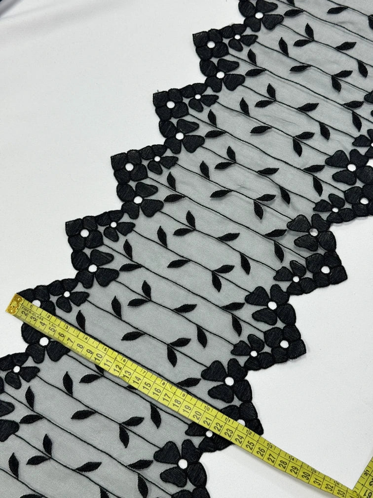 Dantela fixa, neagra, 25cm