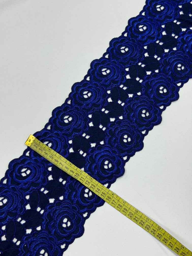 Dantela fixa, bleumarin cu negru, 15cm
