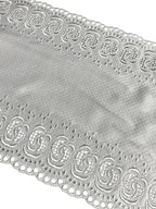 Dantela brodata alba pe jerse 20cm
