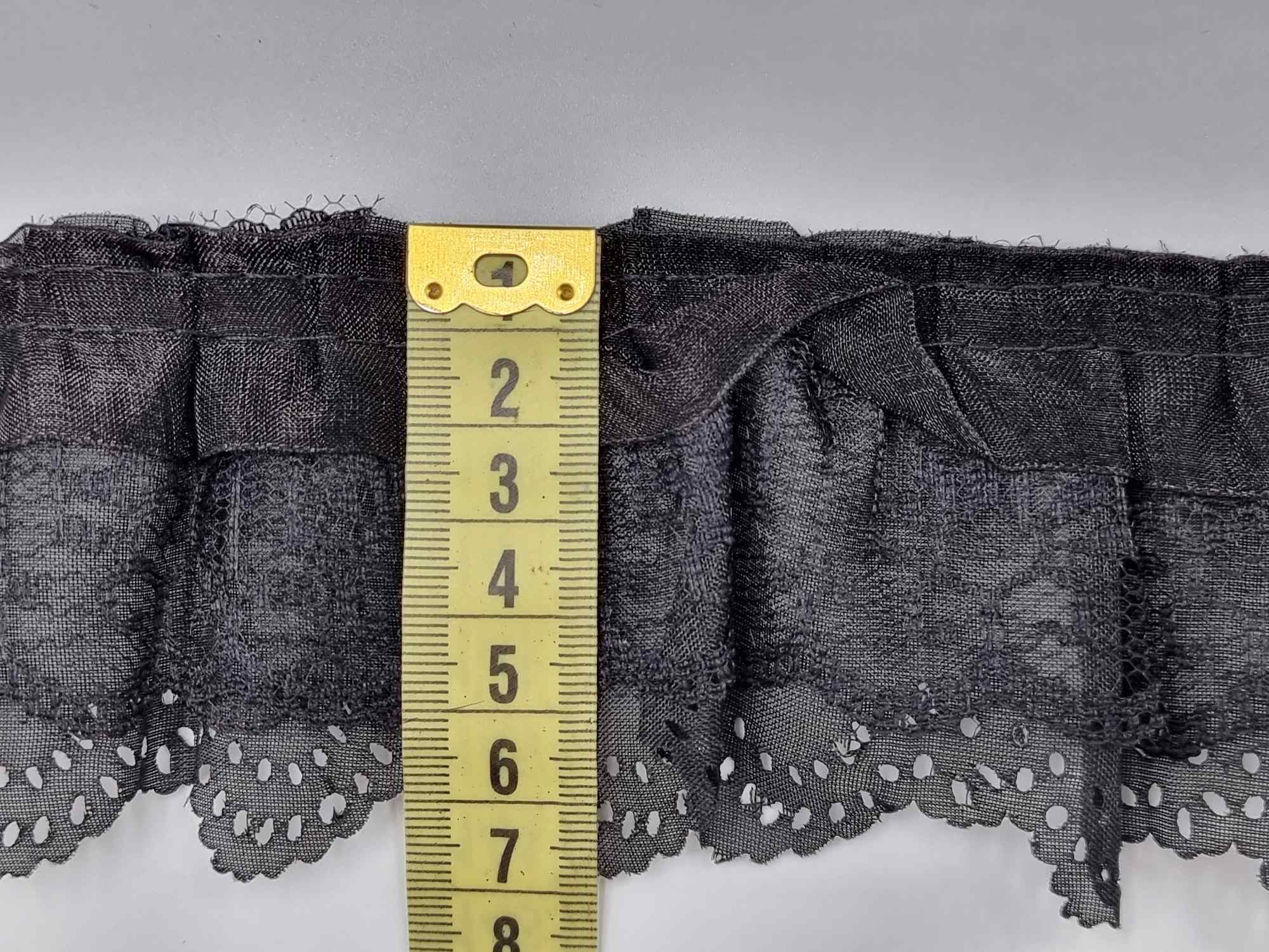 Dantela fixa, neagra, model cu volanas, latime 6cm