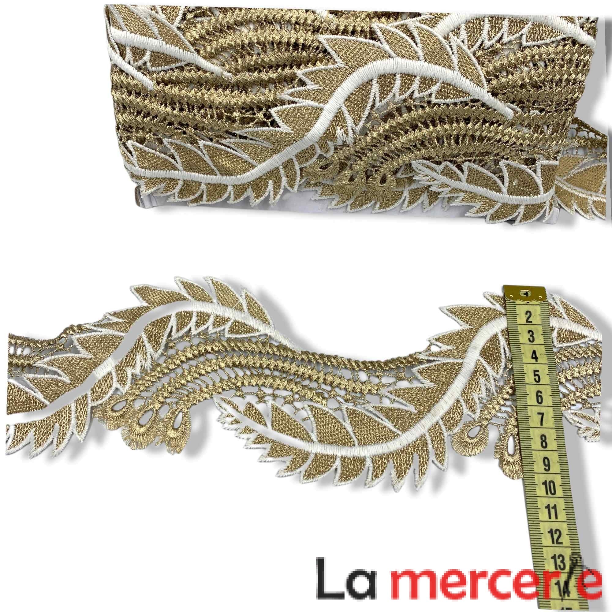 Dantela aurie, latime 90mm, compozitie bumbac si fir metalizat