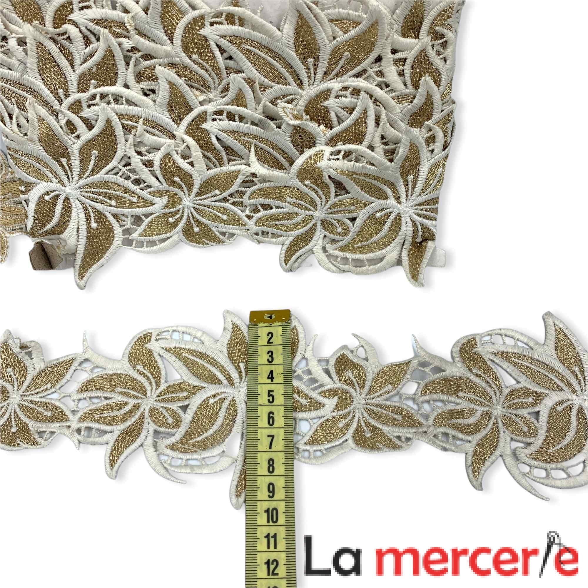 Dantela aurie, latime 95mm, compozitie bumbac si fir metalizat