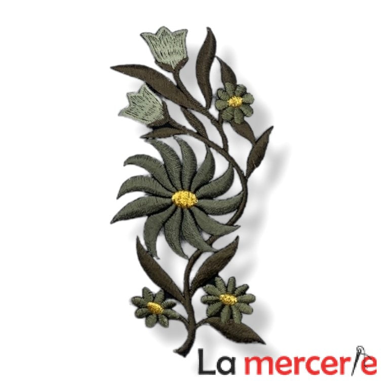 Embleme termo-adezive, model floral, lungime13cm, diferite culori