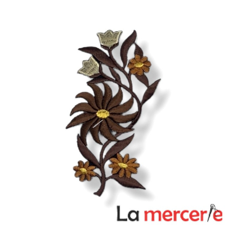 Embleme termo-adezive, model floral, lungime13cm, diferite culori