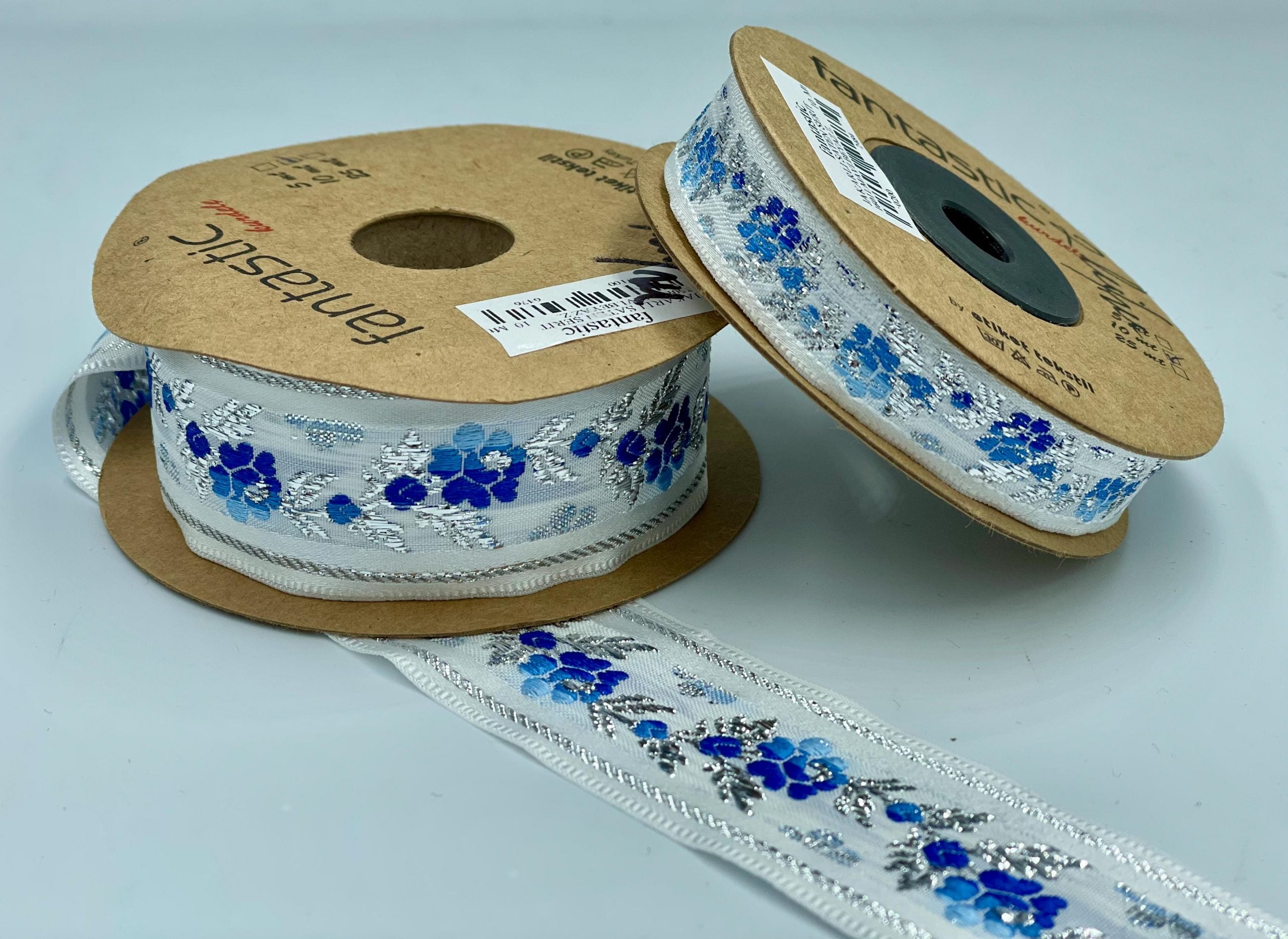 Galon decorativ, model Floare albastra, diferite latimi, 1,5cm - 3cm