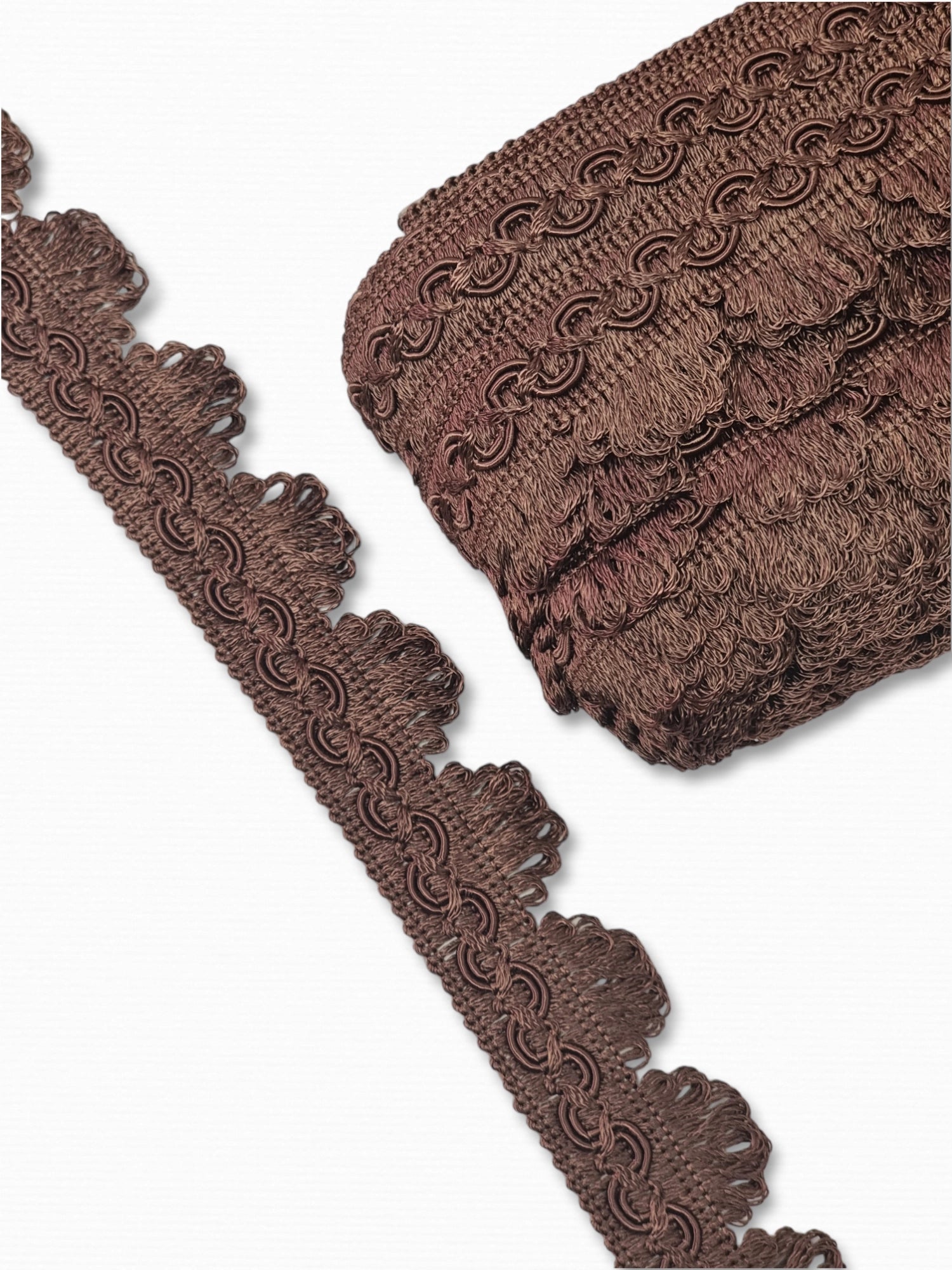 Galon decorativ, 3cm latime, maro, compozitie vascoza