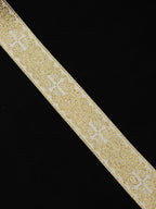 Galon Preotesc cu fir lame, auriu cu crem 4 CM LATIME