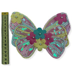 Aplicatie termo-adeziva, model fluture colorat cu paiete si floriceșe, lungime 14cm