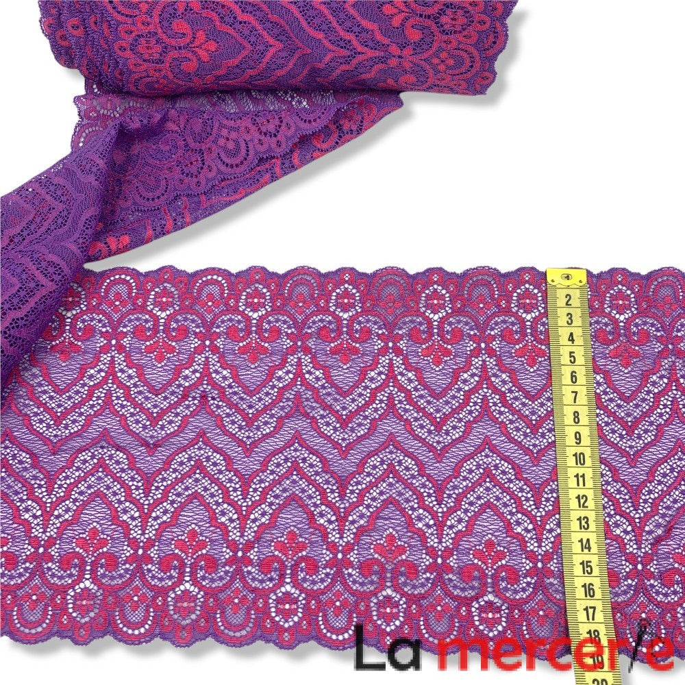Dantela elastica nuante de roz, latime 18cm
