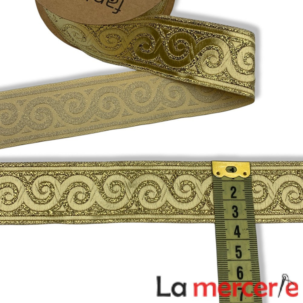 Galon decorativ auriu, dimensiune 35mm