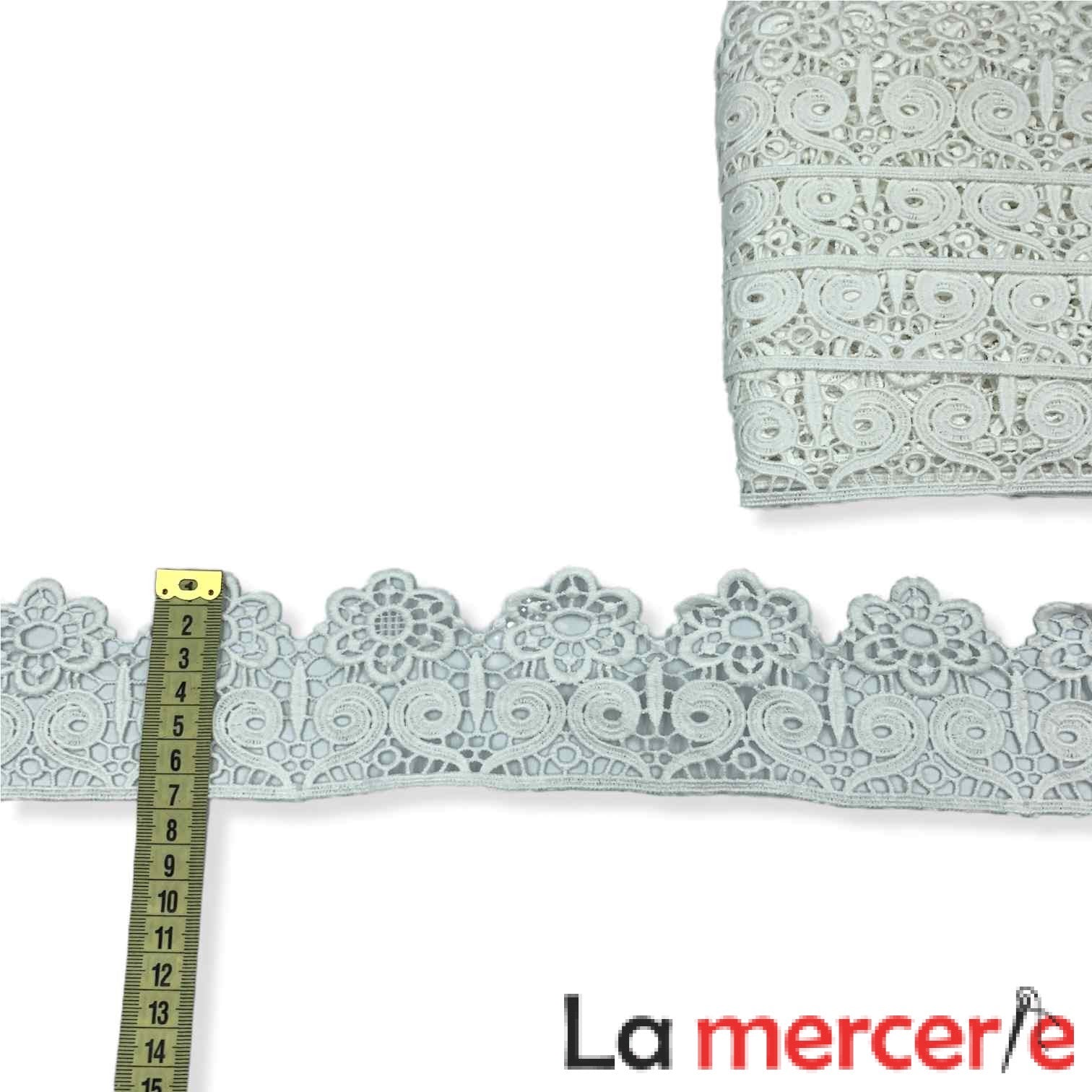 Dantela fixa, alba, model floral, latime 7cm