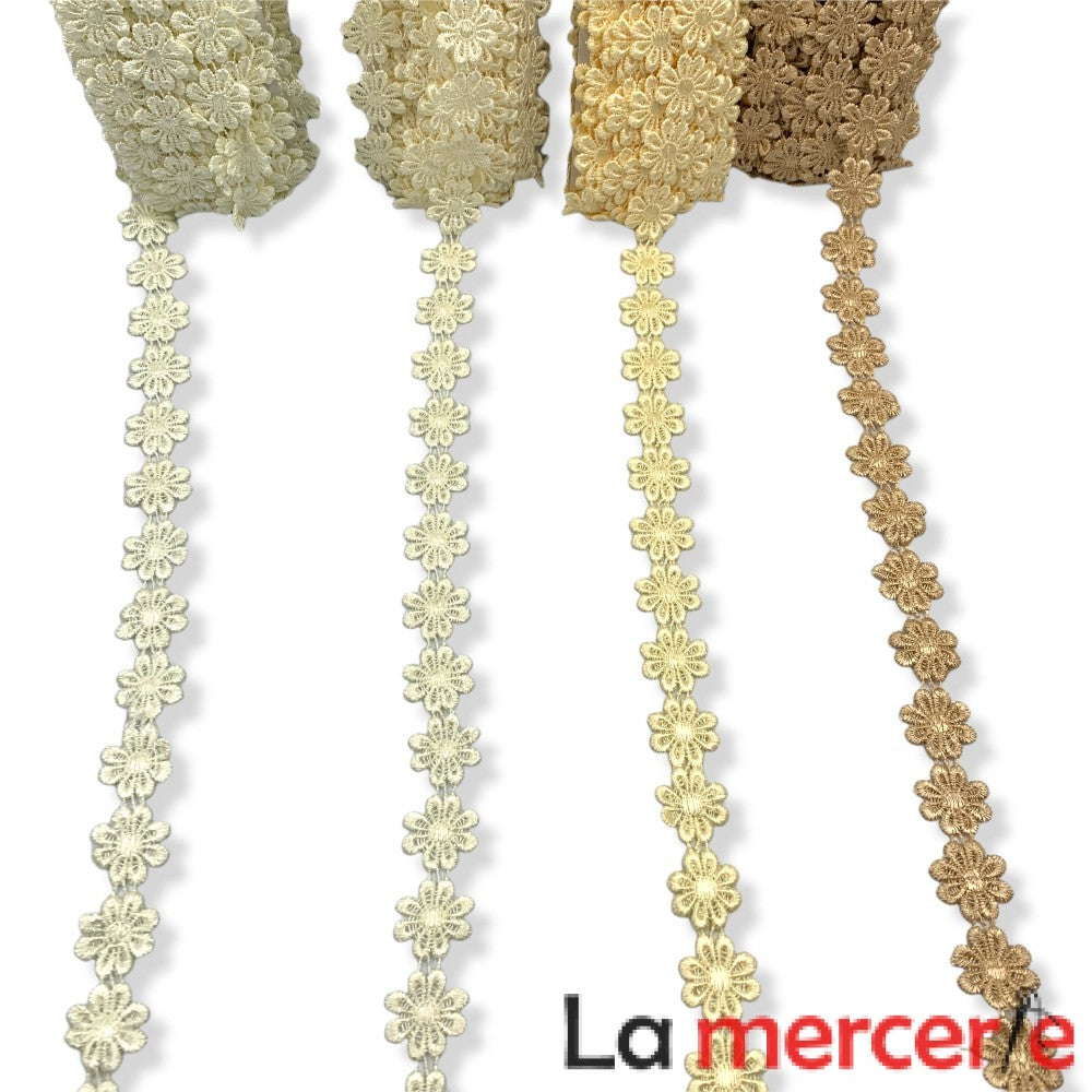 Broderie din fir de matase, nuante de bej, latime 2cm