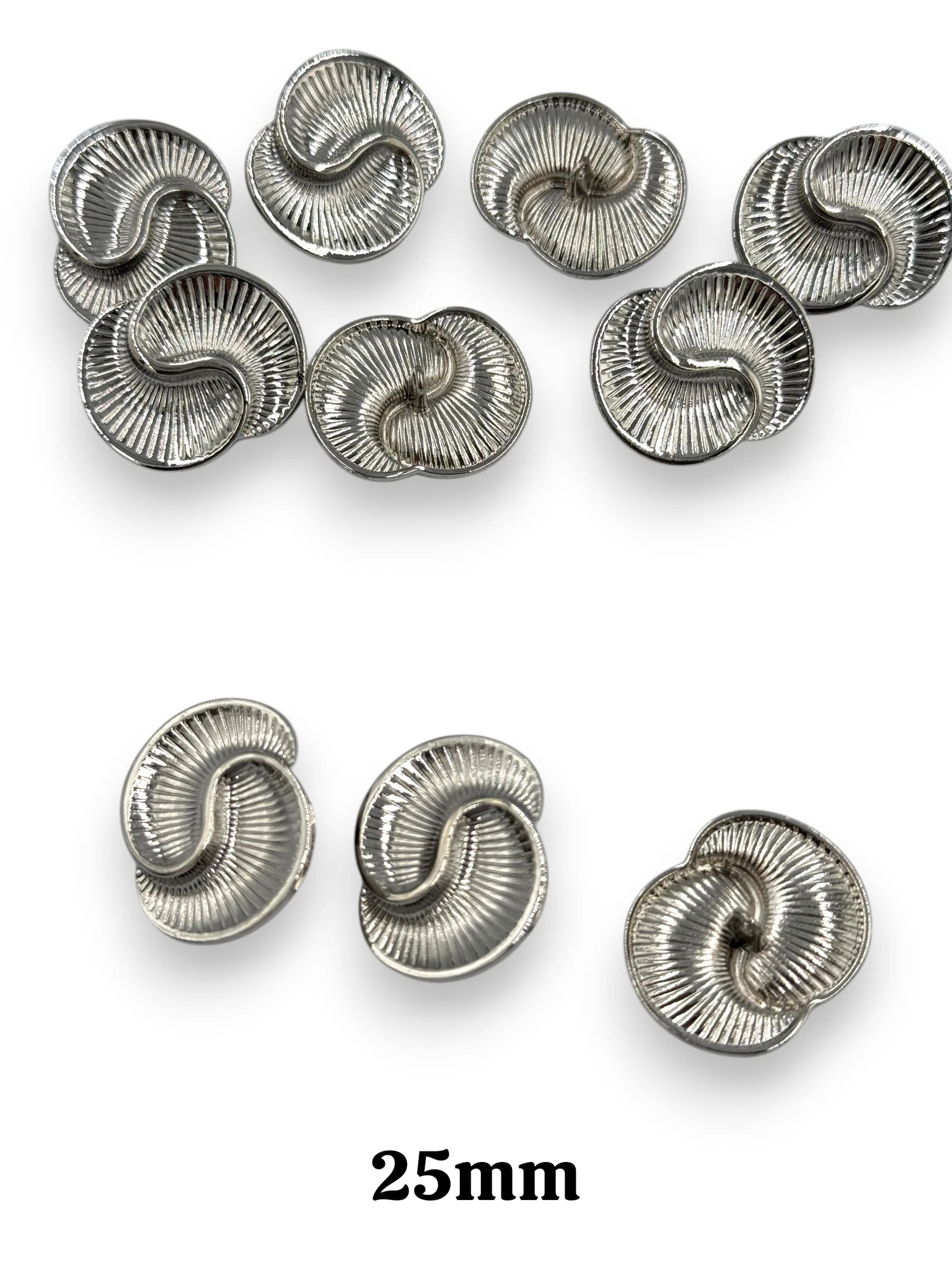 Nasturi de ocazie metalici argintii 25mm