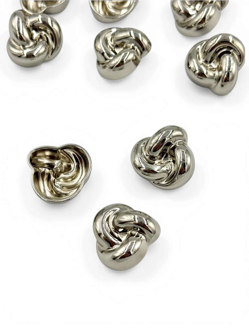 Nasturi de ocazie metalici argintii impletit 22mm