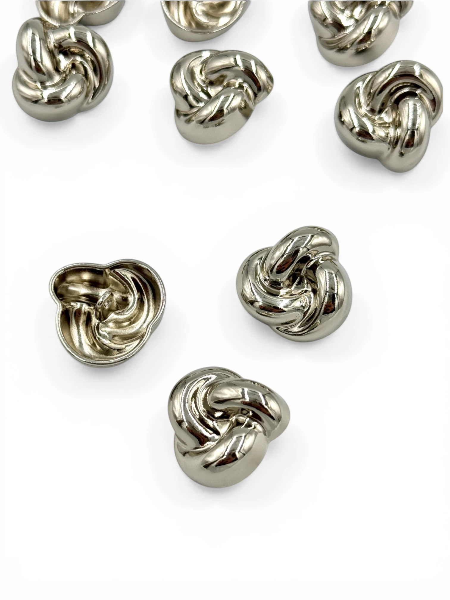 Nasturi de ocazie metalici argintii impletit 22mm
