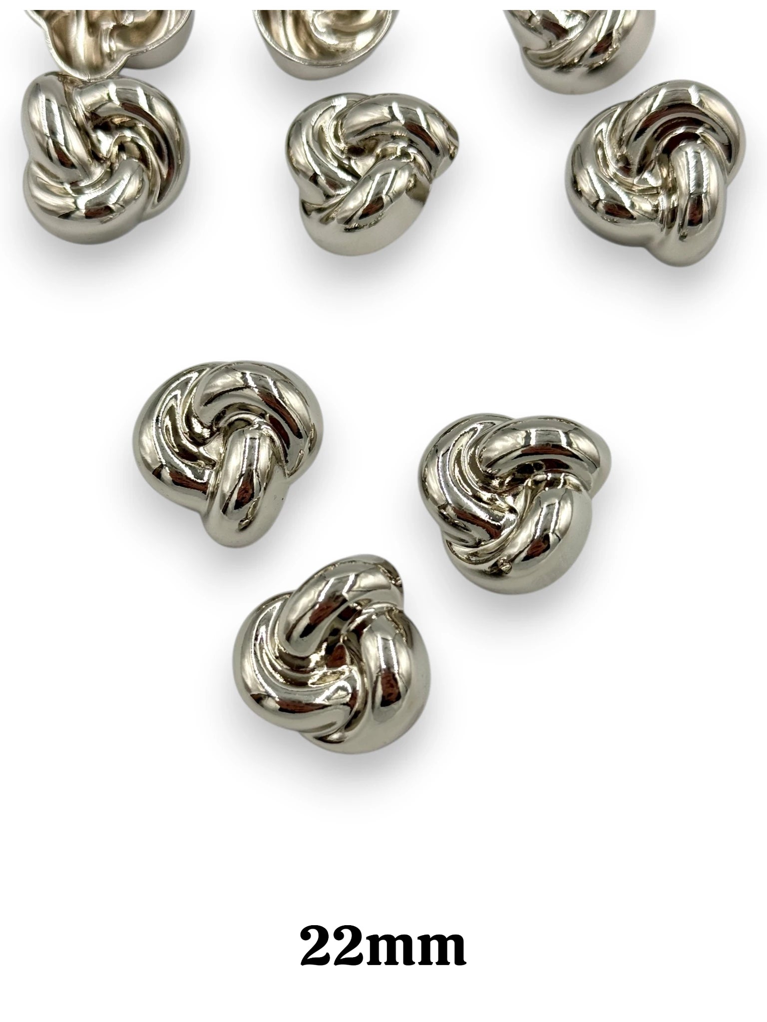 Nasturi de ocazie metalici argintii impletit 22mm