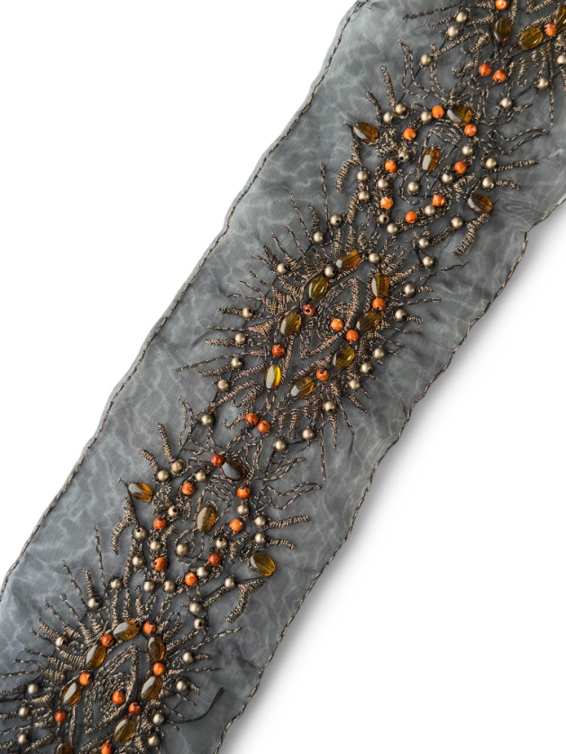 Pasmanterie cu margele si pietre, neagra, 8cm
