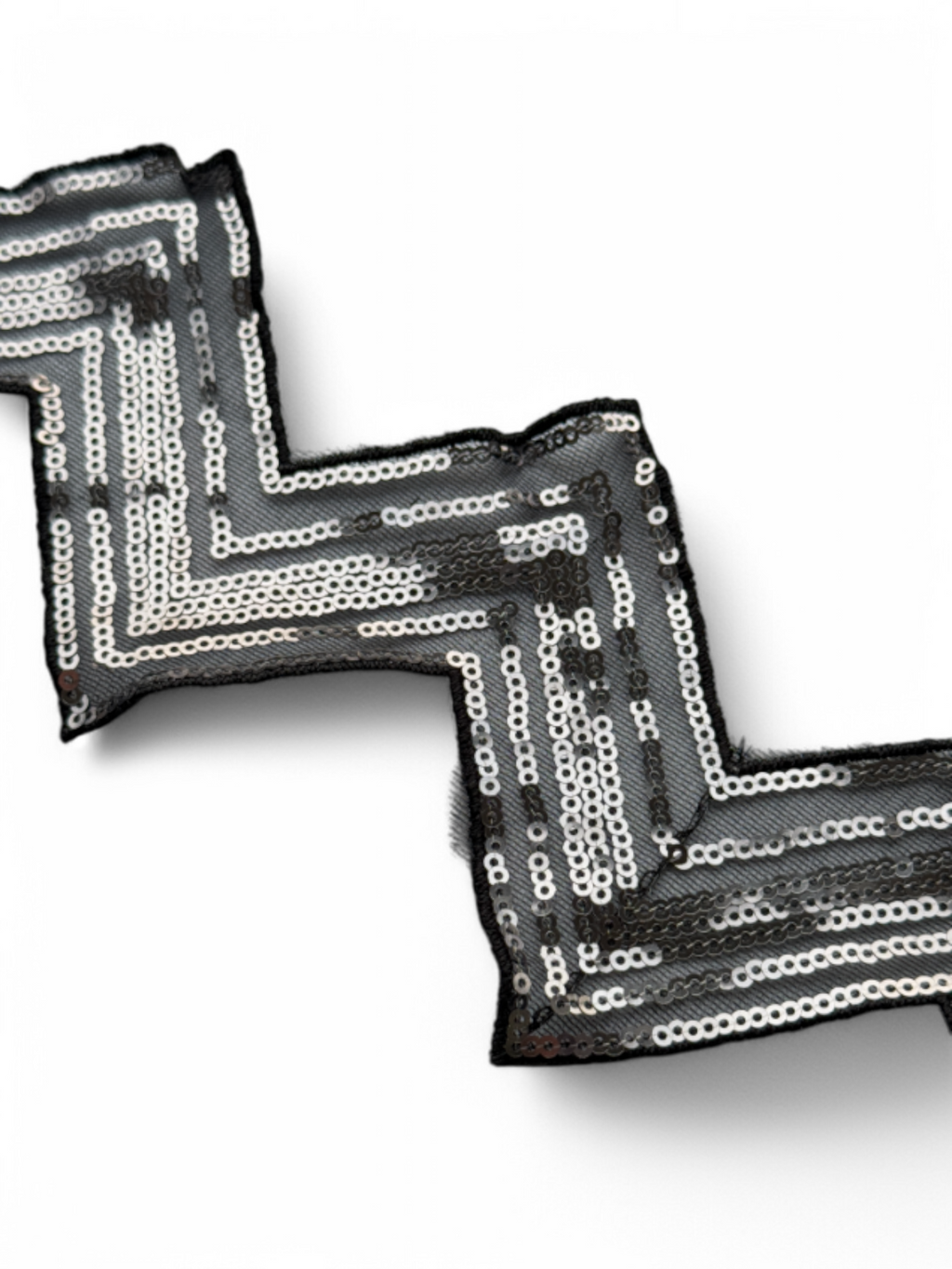 Pasmanterie zig zag cu paiete,   4 -10cm