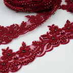 Pasmanterie model floral,GRENA 8cm, paiete si margele cusute
