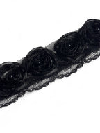 Pasmanterie neagra cu volanase negre 4cm