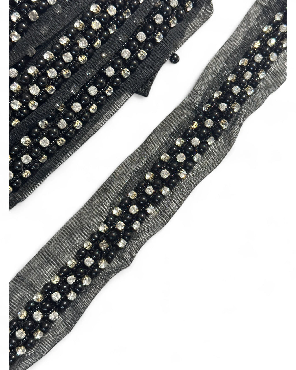 Pasmanterie neagra strasuri si margele 3cm