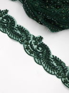 Pasmanterie de ocazie, Verde, 9cm, paiete si margele cusute