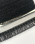 Pasmanterie neagra, franjuri si margele 4cm