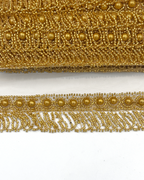 Pasmanterie aurie cu franjuri si margele 4cm