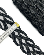 Pasmanterie frunze pe tull cu margele cusute 6cm Negru