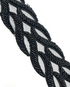 Pasmanterie frunze pe tull cu margele cusute 6cm Negru
