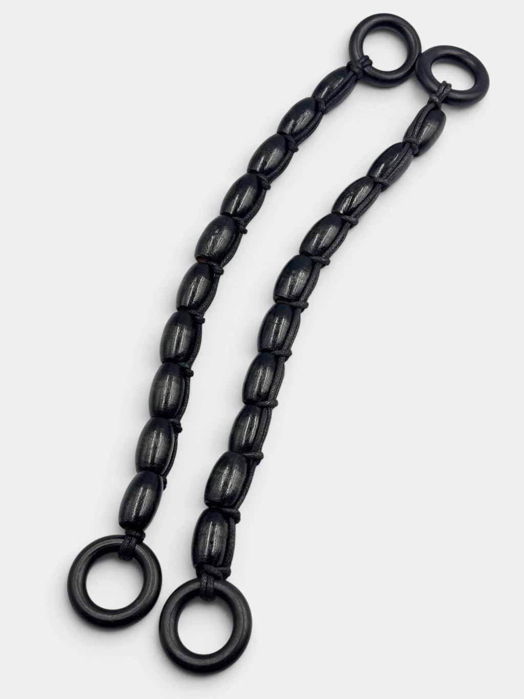 Manere de geanta din Margele de Lemn Negru 40 cm